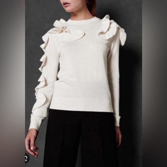 Ted Baker 🎀 | Pallege Frill Sleeve and Shoulder Jumper - Ivory - Picture 6 of 12
